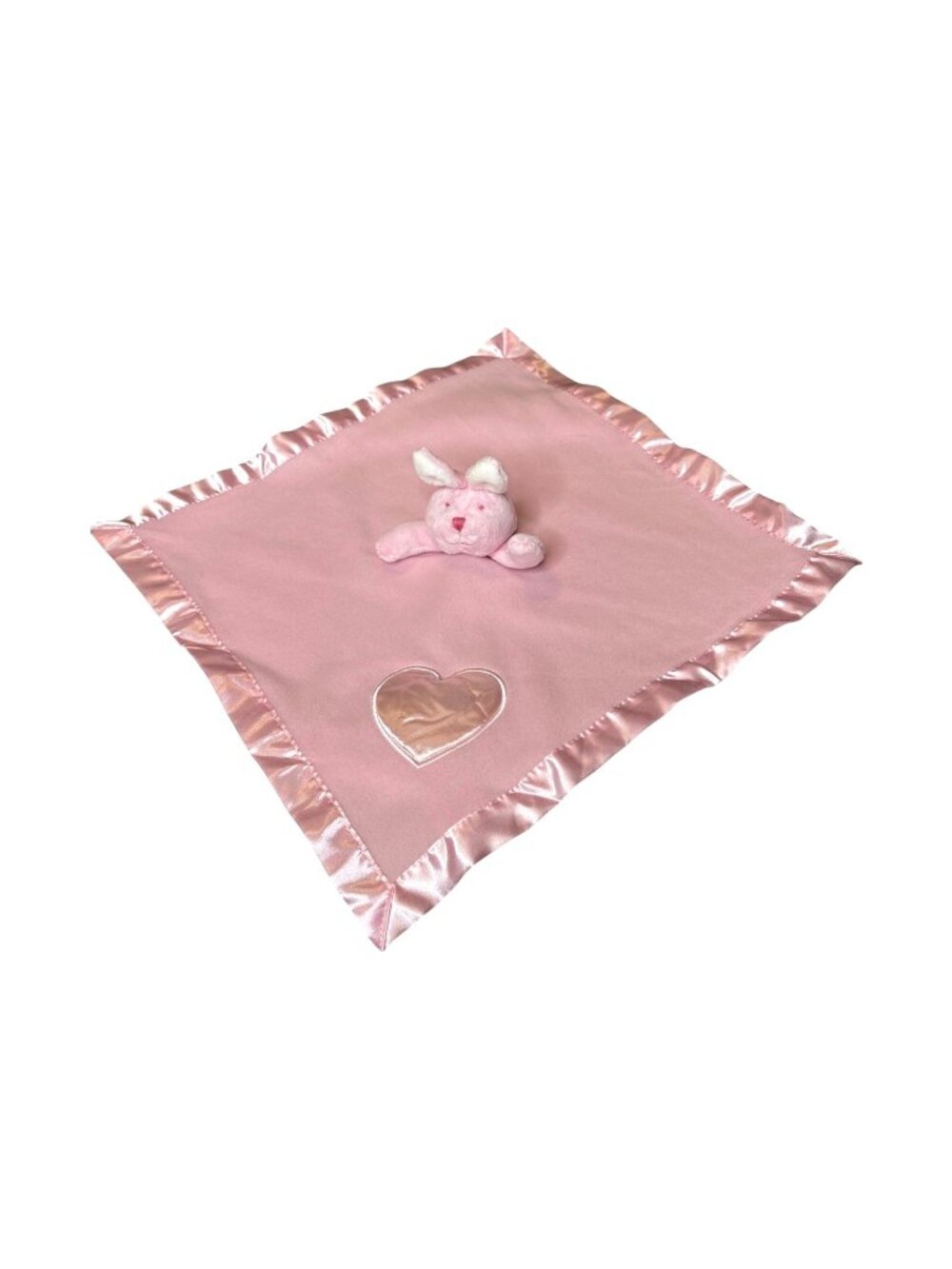Soft Comfy Baby Boom Lovey Security Blanket Bunny Plush Satin Trim 17.5"x18"
